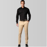 Khaki Slim Fit Pant With Black Formal Shirt 