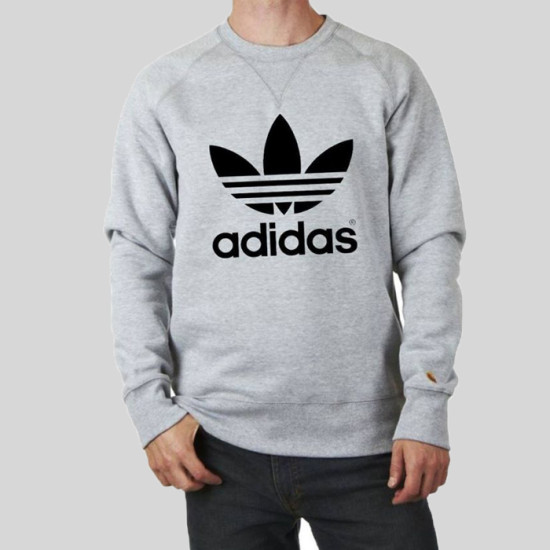 Grey Fleece Sweat Shirt With Adidas Logo Grey Fleece Sweat Shirt With Adidas Logo
