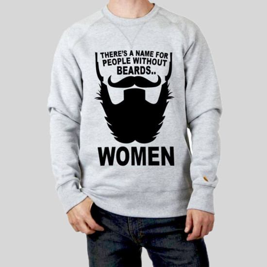 Grey Fleece Sweat Shirt With Beards Women Logo Grey Fleece Sweat Shirt With Beards Women Logo