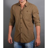 Brown Poplin Washed Casual Shirt 