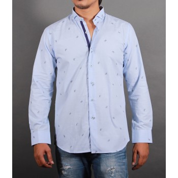 Sky Blue Cycle Print Casual Shirt 