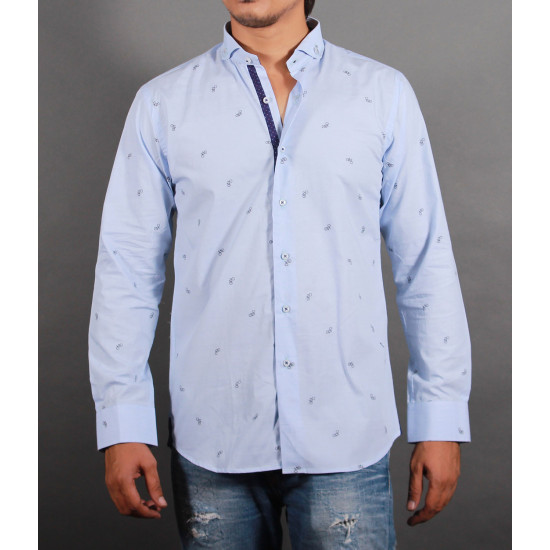 Sky Blue Cycle Print Casual Shirt Sky Blue Cycle Print Casual Shirt