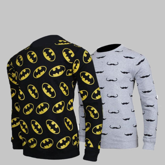 Bundle Of 2 Sweat Shirt Bat Man And Mustachi Logo Bundle Of 2 Sweat Shirt Bat Man And Mustachi Logo