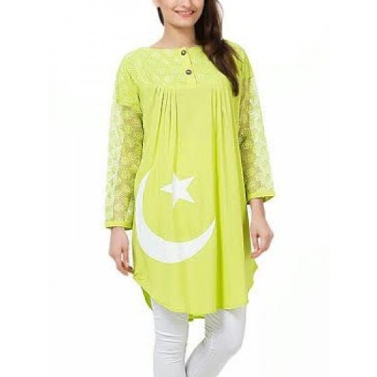 Lime Green Chand Sitara Kurti for Women