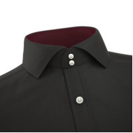 Black Stylish Collar With Red Wine Contrast Shirt 