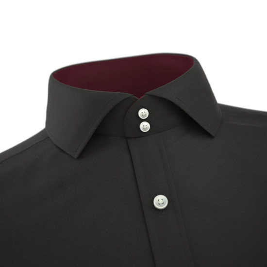 Black Stylish Collar With Red Wine Contrast Shirt 
