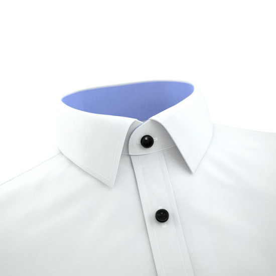 White Formal Shirt With Blue Contrast 
