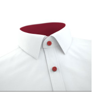 White Formal Shirt With Red Contrast 