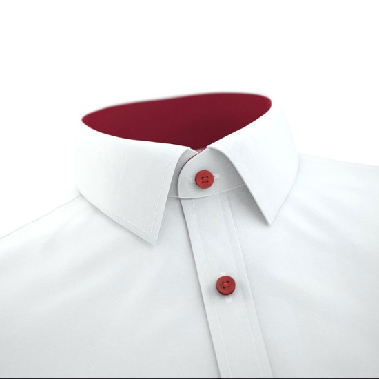 White Formal Shirt With Red Contrast 