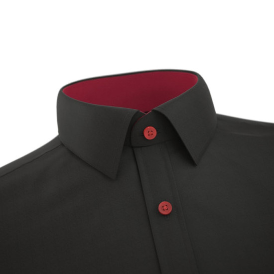 Black Stylish Collar With Red Contrast Shirt 