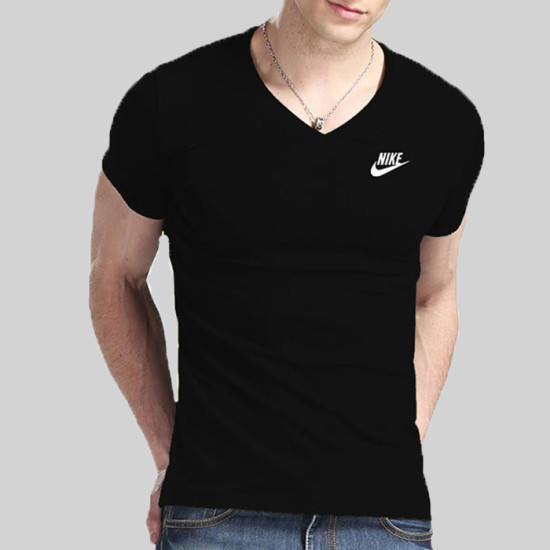 Black V-Neck Half Sleeve Logo T-Shirt Black V-Neck Half Sleeve Logo T-Shirt