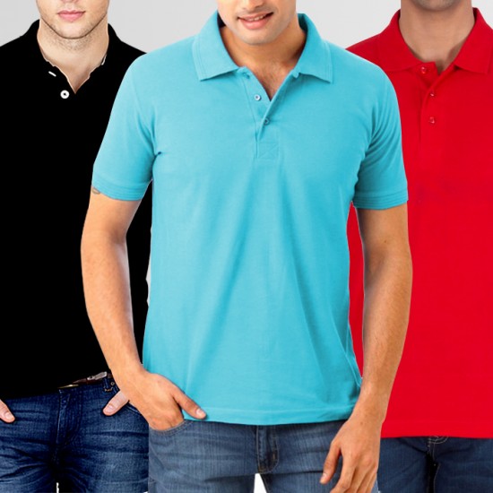 Bundle of 3 Plain Polo High Quality T-Shirts (11 Colors)