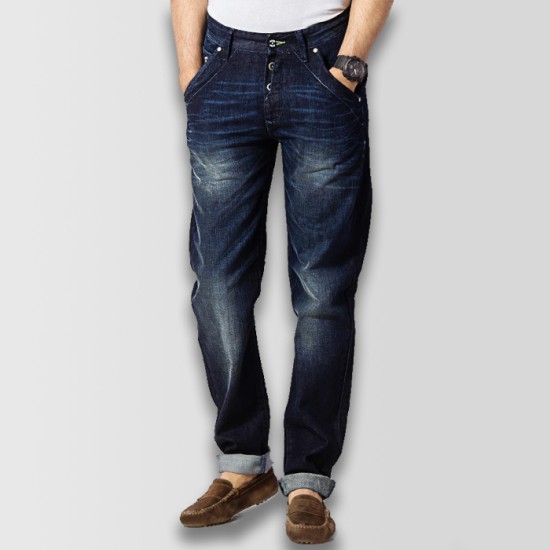 Blue Men Stylish Shaded Regular Jeans