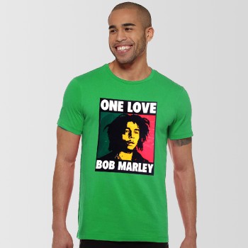 Green Bob Marley Round Neck T-Shirts