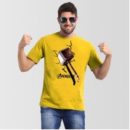 Yellow Thor Hammer Round Neck T-Shirt