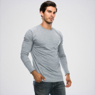 Gray Round Neck Full Sleeves T-Shirt 