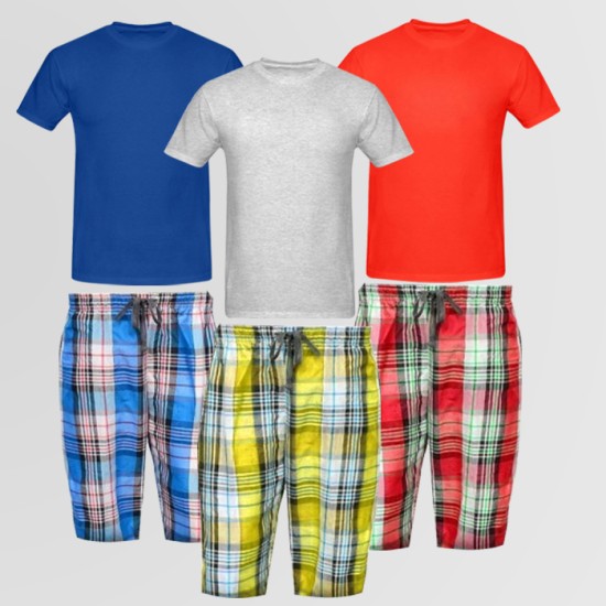 Bundle Of 3 Casual Shorts & 3 Round Neck T-Shirts