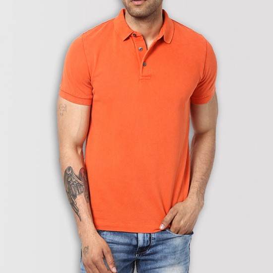 Orange Plain Polo T-shirt 