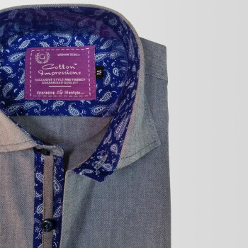 Chambray Grey Cotton Formal Shirt Chambray Grey Cotton Formal Shirt