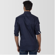 Navy Blue Cotton Casual Shirt With Red and White Contrast