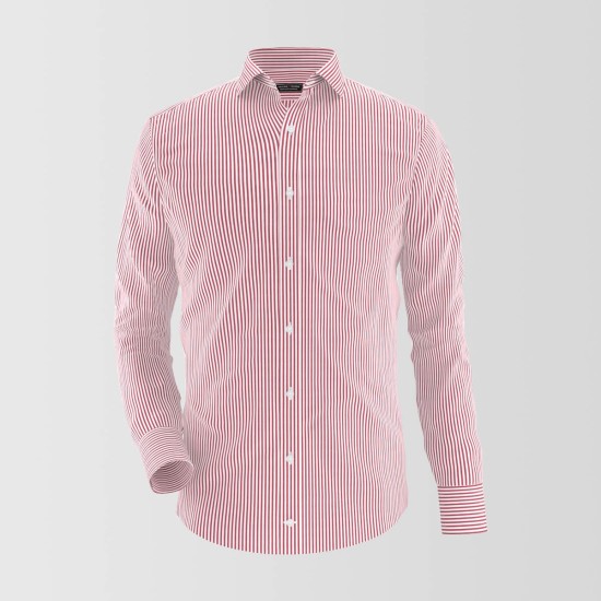 Red & White Lining Formal Shirt