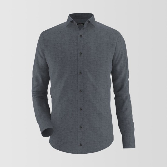 Grey Chambray Contrast Formal Shirt