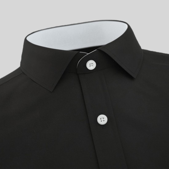 Solid Black Formal Shirt With Two Front Pocket 