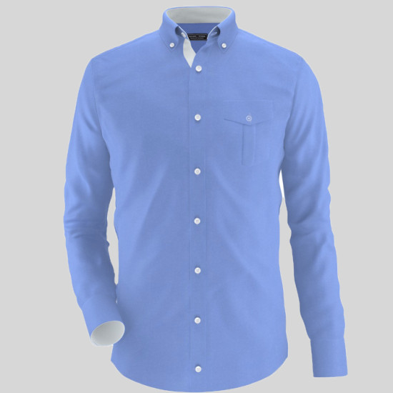 Sky Blue Formal Shirt With White Contrast 