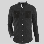 Black Polka dot With Two Pocket Formal Shirt  