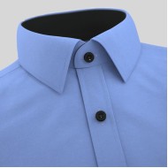 Blue Formal Shirt With Black Contrast 