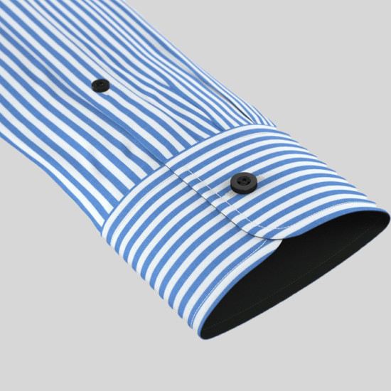 Blue Lining Formal Shirt With Contrast 