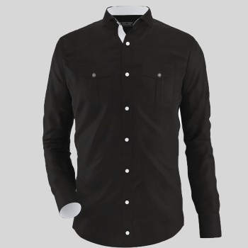 Solid Black Formal Shirt With Two Front Pocket 