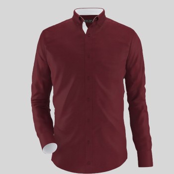 Maroon Formal Shirt With White Contrast 