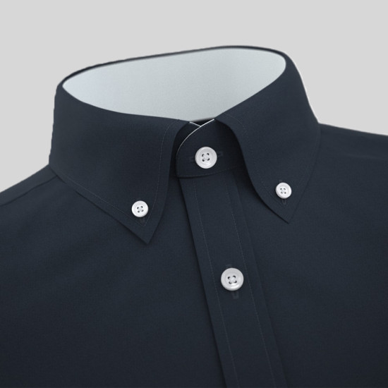 Navy Blue Formal Shirt With White Contrast 