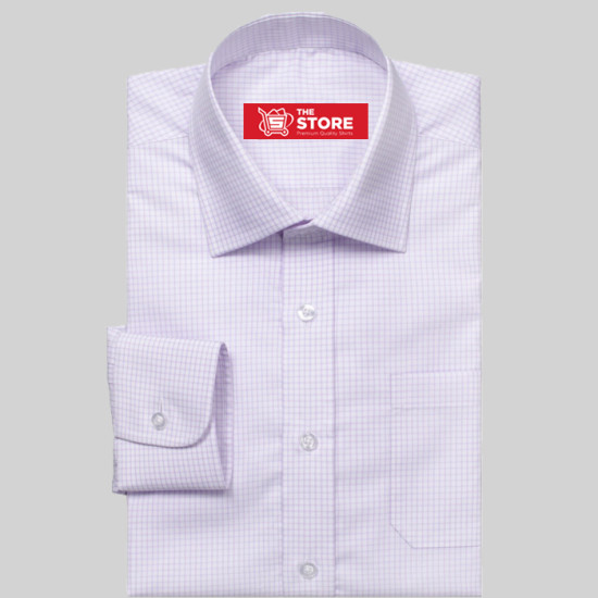 White Light Purple Checked Formal Shirt 