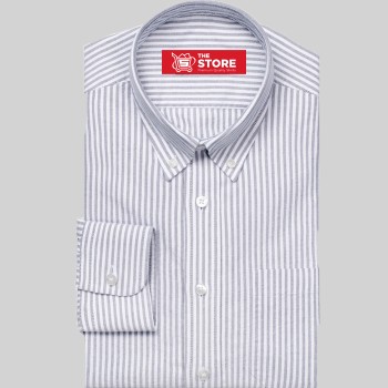 White Black Striped Oxford Formal Shirt 