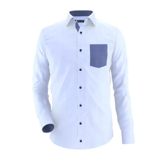 Blue Formal Shirt With Dark Blue Pocket Contrast 