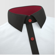 White With Black & Red contrast Formal Shirt