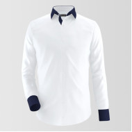 White With Royal Blue contrast Formal Shirt