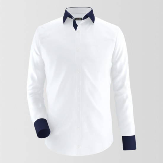 White With Royal Blue contrast Formal Shirt