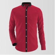 Red With Black contrast Formal Shirt