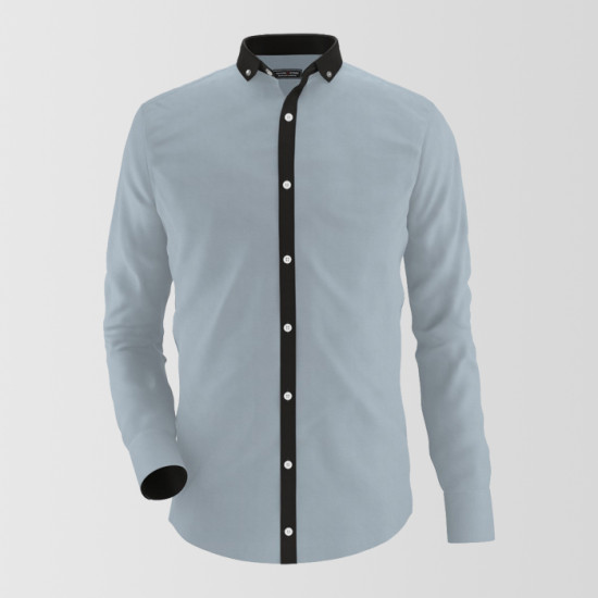 Grey With Black contrast Formal Shirt