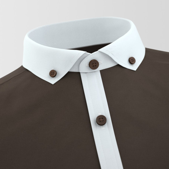 Brown With White contrast Formal Shirt