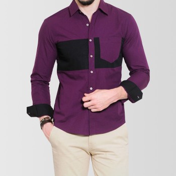 Purple Designer Shirt with Black Patch