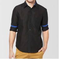 Black Designer Shirt with Royal Blue Contrast