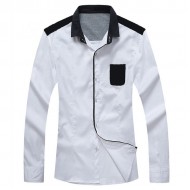 White Designer Shirt with Black Shoulder front pocket and Contrast