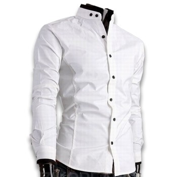 White Designer Shirt with Sherwani Collar 