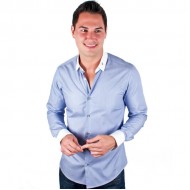 Light Blue Designer Shirt with White Collar and Cuff 