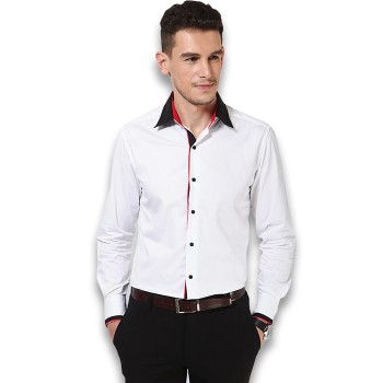 White Designer Shirt with Black and Red Contrast