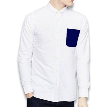 White Designer Shirt with Royal Blue Pocket